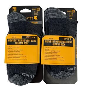 Carhartt SQ9720-W Womens Size Medium 7-9.5 Merino Wool Quarter Socks 2 Pair